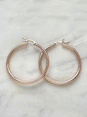 3mm Tube Hoops, in Rose (4cm diameter)