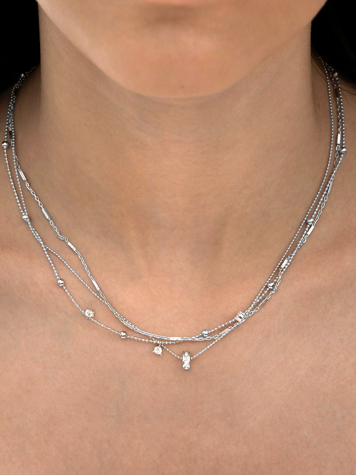 Delicate Chains Necklace, Rhodium – Millo Beauty