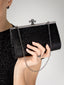 Noche Clutch, Black & Short Chain