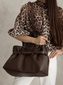 Savannah Bag, Real Leather in Dark Brown
