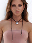 Suede Necklace, Rhodium