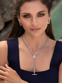 Y necklace, Rhodium